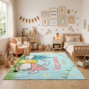 Happy Easter Boy Gnome Rug — front-facing room view