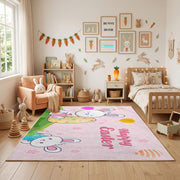 Happy Easter Bunny Face Rug — close-up texture view