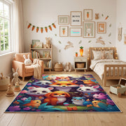 Colorful Baby Animal Friends Rug — color detail view