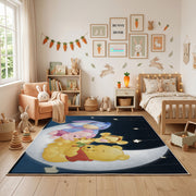 Sleeping Honey Bear Moon Rug — playroom styling view