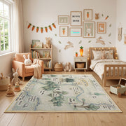 Pastel Illustrated USA Map Rug — close-up texture view