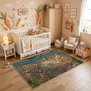 Illustrated City Map Area Rug — playroom styling view