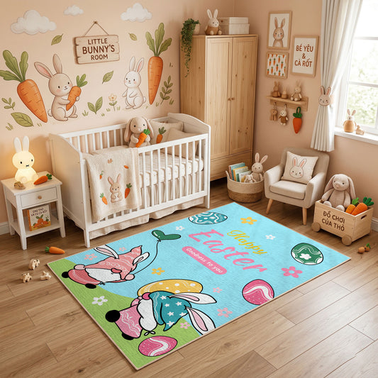 Happy Easter Bunny Couple Area Rug — full rug design
