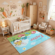 Happy Easter Bunny Gnome Area Rug — decorative room view