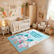 Happy Easter Bunny Family Rug — cozy interior view