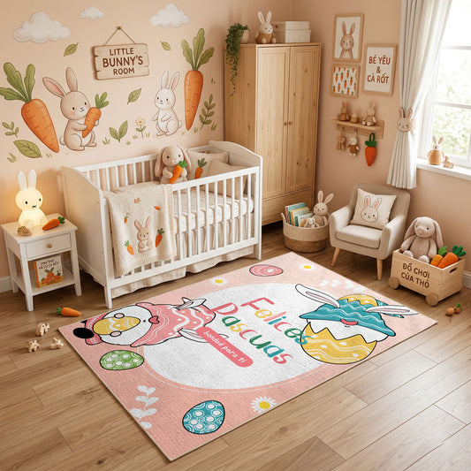 Happy Easter Gnome Gift Rug — full rug design