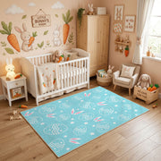 Pastel Easter Egg Outline Rug — close-up texture view