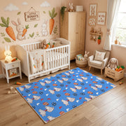 Blue Easter Bunny Egg Pattern Rug — full rug design