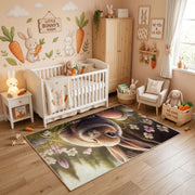 Woodland Bunny Fairy Rug — close-up texture view