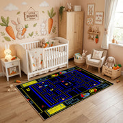 Retro Arcade Maze Area Rug — front-facing room view