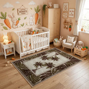 Tropical Palm Landscape Rug — bedroom floor view