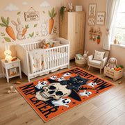 Halloween Skull and Ghost Rug — color detail view