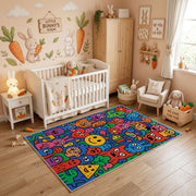 Abstract Colorful Doodle Rug — decorative room view