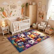 Colorful Baby Animal Friends Rug — front-facing room view