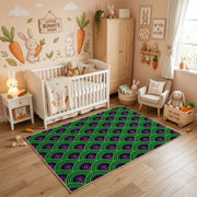 Purple Green Optical Wave Rug — close-up texture view