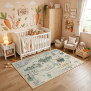 Pastel Illustrated USA Map Rug — color detail view