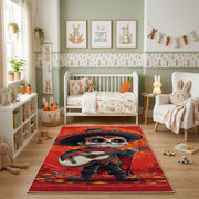 Samurai Cat Warrior Area Rug — close-up texture view