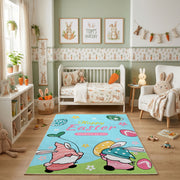 Happy Easter Bunny Couple Area Rug — front-facing room view