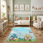 Bunny Couple Garden Area Rug — bedroom floor view