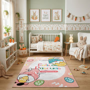 Happy Easter Gnome Gift Rug — angled floor view