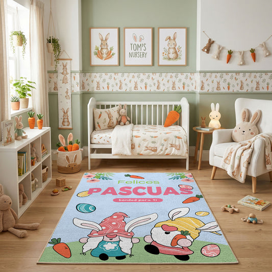 Happy Easter Gnome Egg Rug — full rug design