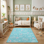 Pastel Easter Egg Outline Rug — full rug design