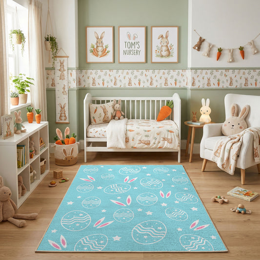 Pastel Easter Egg Outline Rug — full rug design