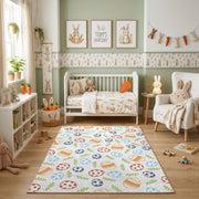 Colorful Easter Egg Pattern Rug — bedroom floor view