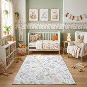 Pastel Easter Egg Pattern Rug — close-up texture view