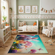 Fantasy Bunny Mushroom Area Rug — cozy interior view
