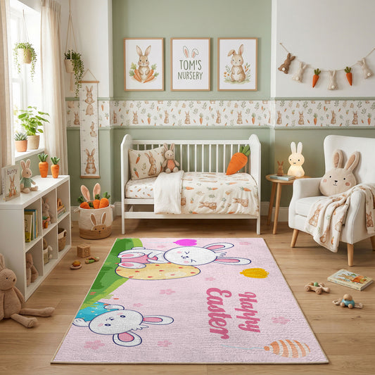 Happy Easter Bunny Face Rug — full rug design