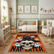 Halloween Skull and Ghost Rug — close-up texture view