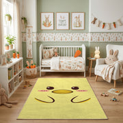 Yellow Winking Face Area Rug — close-up texture view
