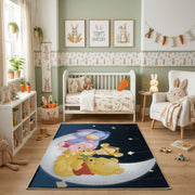 Sleeping Honey Bear Moon Rug — angled floor view