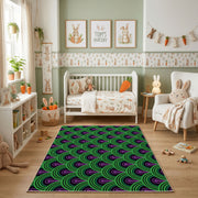 Purple Green Optical Wave Rug — full rug design