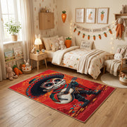 Samurai Cat Warrior Area Rug — decorative room view