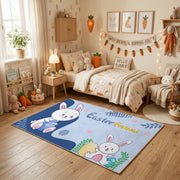 Bunny Friends Floral Area Rug — cozy interior view