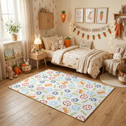 Colorful Easter Egg Pattern Rug — styled nursery room view