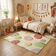 Pastel Easter Egg Pattern Rug — playroom styling view