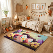Sleeping Bunny Floral Area Rug — cozy interior view