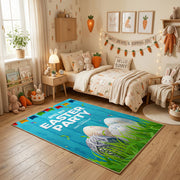 Easter Party Bunny Egg Rug — color detail view