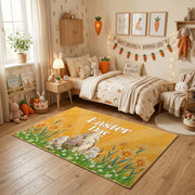 Golden Happy Easter Floral Rug — color detail view