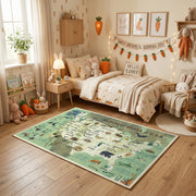 Illustrated USA Map Area Rug — bedroom floor view