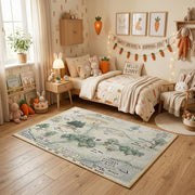 Pastel Illustrated USA Map Rug — front-facing room view