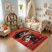 Samurai Cat Warrior Area Rug — color detail view
