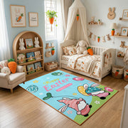 Happy Easter Bunny Couple Area Rug — decorative room view