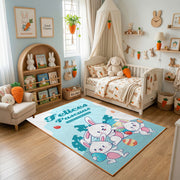 Happy Easter Bunny Family Area Rug — decorative room view