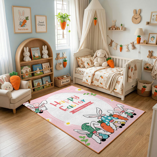 Happy Easter Gnome Family Rug — full rug design