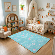 Pastel Easter Egg Outline Rug — color detail view
