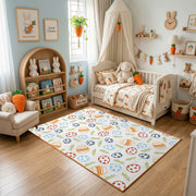 Colorful Easter Egg Pattern Rug — playroom styling view